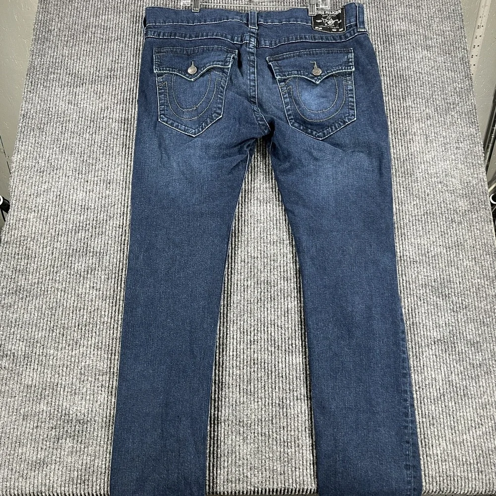 True Religion Rocco Jeans Mens 40 Distressed Relaxed Skinny‎ Big T Flap Pocket